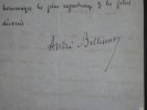 BELLESSORT Andr&eacute; - LETTRE AUTOGRAPHE SIGN&Eacute;E coquine "compromettante" PARIS. Andr&eacute; Bellessort
