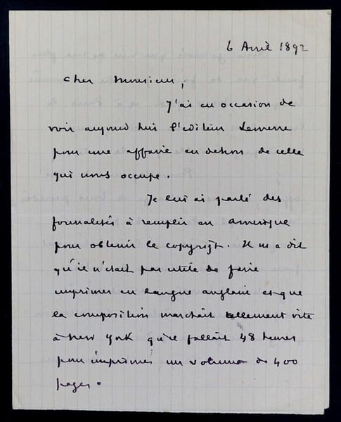 Paul EUDEL - LETTRE AUTOGRAPHE SIGN&Eacute;E, Paris, 1892. Paul EUDEL