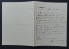 Jules SIMON, Philosophe et homme d'&Eacute;tat - LETTRE AUTOGRAPHE SIGN&Eacute;E, 1885. Jules SIMON