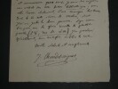 Lettre autographe sign&eacute;e concernant un article. Jacques-Germain CHAUDES-AIGUES