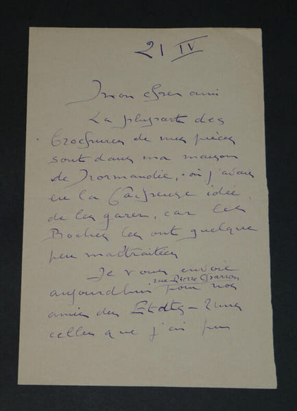 Lucien BESNARD - Lettre autographe sign&eacute;e &agrave; Monsieur MEMBR&Eacute;. Lucien BESNARD