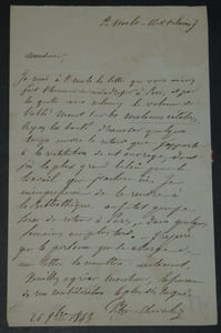 Pitre-Chevalier Lettre autographe signée à Charles Magnin Bibliothèque Royale