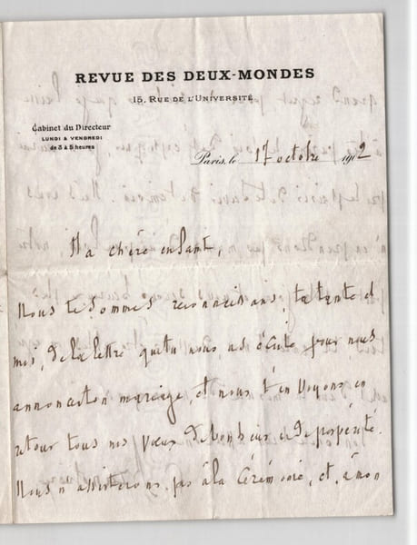 Ferdinand Bruneti&egrave;re - LETTRE AUTOGRAPHE SIGN&Eacute;E - 1912. Ferdinand Bruneti&egrave;re