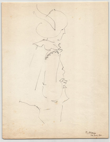 Dessin original sign&eacute; Portrait de Jacques Pruvost - 1950. Pierre Alary