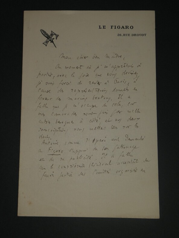 Serge BASSET - Lettre autographe sign&eacute;e &agrave; son ma&icirc;tre de 4 pages. Serge BASSET
