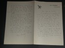 Serge BASSET - Lettre autographe sign&eacute;e &agrave; son ma&icirc;tre de 4 pages. Serge BASSET