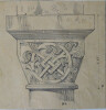 Chapiteaux &eacute;pannel&eacute;s et sculpt&eacute;s - Dessin original sign&eacute;. Louis Henri Laffill&eacute;e
