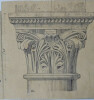 Chapiteaux &eacute;pannel&eacute;s et sculpt&eacute;s - Dessin original sign&eacute;. Louis Henri Laffill&eacute;e