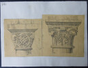 Chapiteaux &eacute;pannel&eacute;s et sculpt&eacute;s - Dessin original sign&eacute;. Louis Henri Laffill&eacute;e