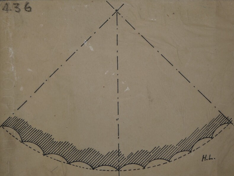 Dessin original sign&eacute; - Trac&eacute; des cannelures ioniques des &eacute;poques archa&iuml;ques & classiques. Louis Henri Laffill&eacute;e