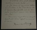 Xavier ROUX - LETTRE AUTOGRAPHE SIGN&Eacute;E. Xavier ROUX