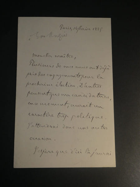 Edouard HERV&Eacute; - LETTRE AUTOGRAPHE SIGN&Eacute;E son ma&icirc;tre - 2 pages - 1885. Edouard HERV&Eacute;