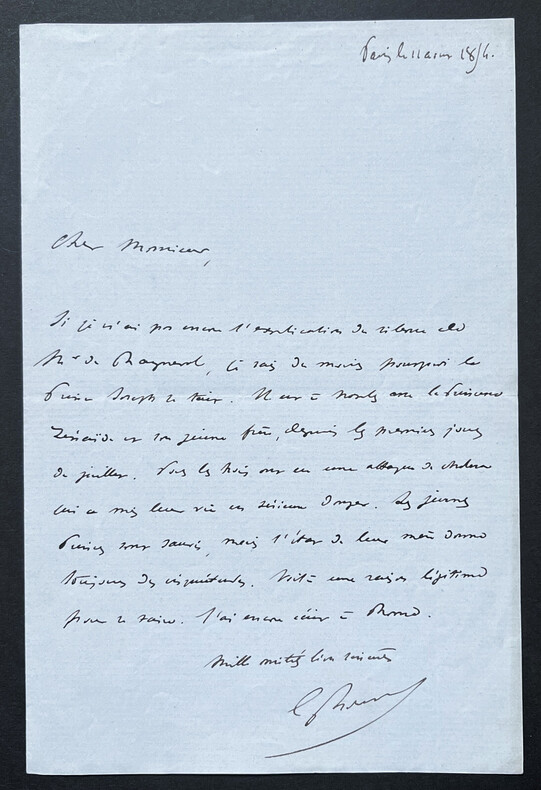 Edouard THOUVENEL, Ancien ministre - LETTRE AUTOGRAPHE SIGN&Eacute;E, 1814. Edouard THOUVENEL