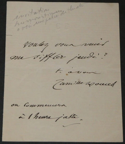 Camille DOUCET - LETTRE AUTOGRAPHE SIGN&Eacute;E Invitation &agrave; une pi&egrave;ce de th&eacute;&acirc;tre. Camille Doucet