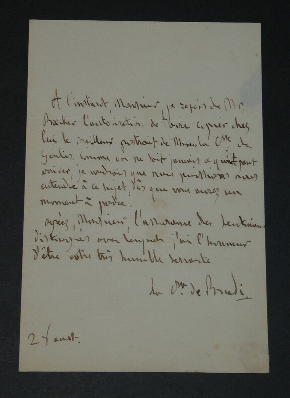 Comtesse Agathe Pauline Caylac de Ceylan de Bradi - LETTRE AUTOGRAPHE SIGN&Eacute;E. Agathe Pauline Caylac de Ceylan de Bradi