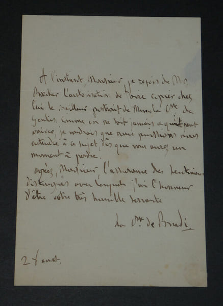 Comtesse Agathe Pauline Caylac de Ceylan de Bradi - LETTRE AUTOGRAPHE SIGN&Eacute;E. Agathe Pauline Caylac de Ceylan de Bradi