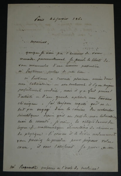 Eug&egrave;ne Michel CHEVREUL, Chimiste - LETTRE AUTOGRAPHE SIGN&Eacute;E Paris 1860, 2 PAGES. Eug&egrave;ne Michel CHEVREUL