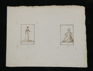 Dessin original à l'encre et lavis - Figure féminine et orientale, XIX ème.