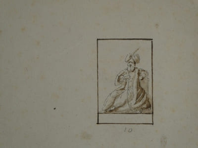 Dessin original à l'encre et lavis - Figure féminine et orientale, XIX ème.