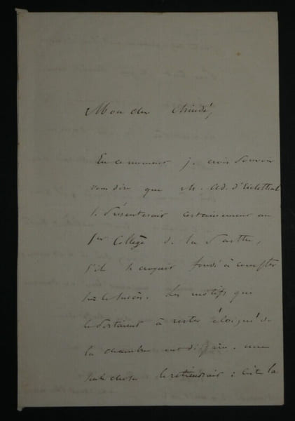 Michel CHEVALIER, Homme politique - LETTRE AUTOGRAPHE SIGN&Eacute;E. Michel CHEVALIER