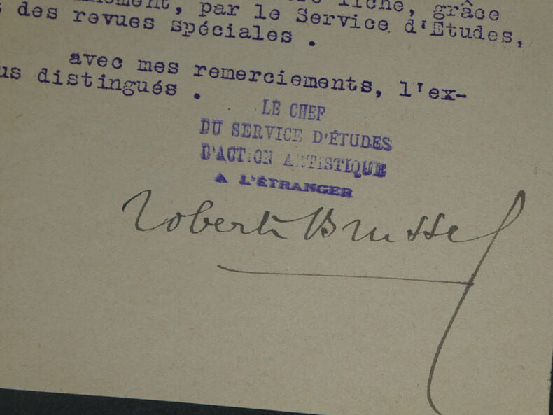 Robert BRUSSEL - LETTRE DACTYLOGRAPHI&Eacute;E SIGN&Eacute;E - ACTION ARTISTIQUE - 1921. Robert BRUSSEL