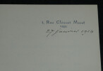 Charles de BONNECHOSE - Lettre autographe sign&eacute;e dat&eacute;e du 27 janvier 1914. Charles de BONNECHOSE