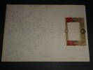 Dessin au crayon, fin XIX&egrave;me, Garret, d&eacute;corateurs, Vesoul , D&eacute;cor Floral. Garret