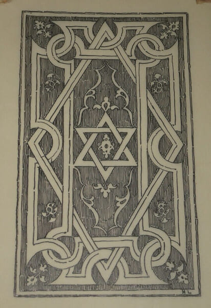 Dessin original sign&eacute; d'apr&egrave;s une reliure dat&eacute;e de 1526 - R&eacute;alis&eacute; &agrave; l'encre vers 1930. Louis Henri Laffill&eacute;e
