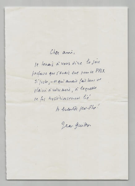 Jean Guitton - Lettre autographe sign&eacute;e &agrave; Thierry Maulnier. Jean Guitton