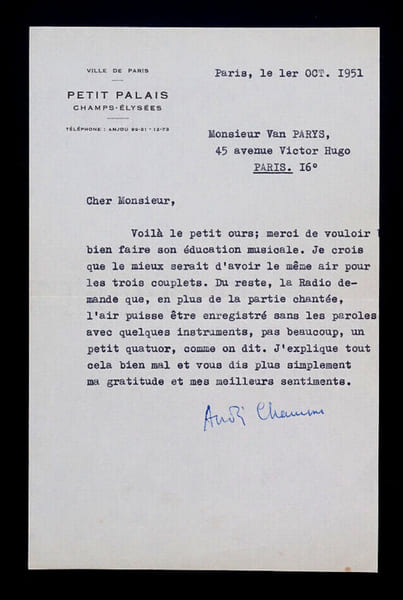 Andr&eacute; CHAMSON - TAPUSCRIT SIGN&Eacute; &Agrave; Georges VAN PARYS, Paris, 1951. Andr&eacute; CHAMSON
