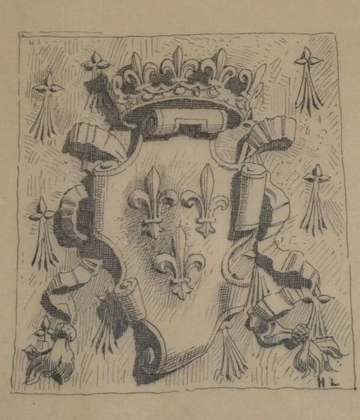 &Eacute;cusson du ch&acirc;teau de Chambord - Dessin original sign&eacute; &agrave; l'encre vers 1930. Louis Henri Laffill&eacute;e
