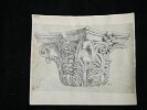 Chapiteau composite du IIe si&egrave;cle (Mus&eacute;e profane de Saint-Jean-de-Latran) — Dessin original sign&eacute;, encre, vers 1930. Louis Henri Laffill&eacute;e