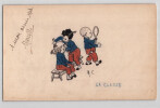Dessin au crayon et &agrave; la pastel humoristique "LA CLASSE" – sign&eacute; M.C.. M.C.