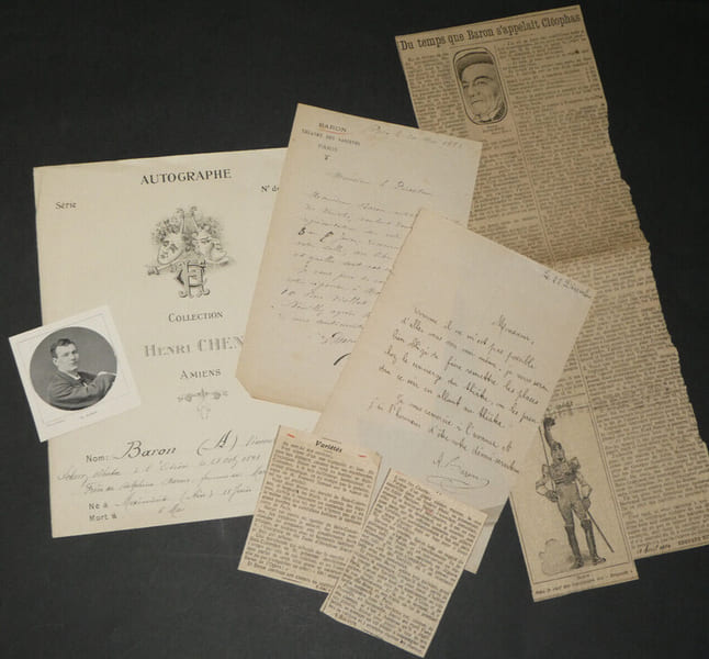 Vincent BARON - Lot de divers documents le concernant & lettre autographe sign&eacute;e. Vincent BARON