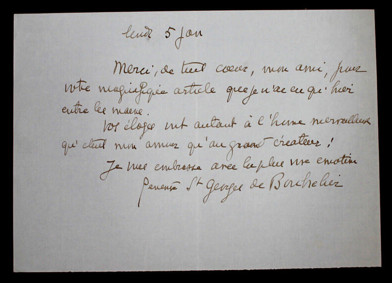 Saint-Georges DE BOUH&Eacute;LIER - LETTRE AUTOGRAPHE SIGN&Eacute;E REMERCIEMENTS. Saint-Georges DE BOUH&Eacute;LIER