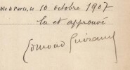 Pouvoir sign&eacute; par Edmond Guiraud – Collection coh&eacute;rente de 50 auteurs & musiciens. Edmond Guiraud