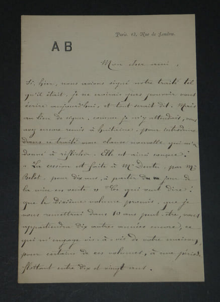 Adolphe BELOT - BELLE ET LONGUE LETTRE AUTOGRAPHE SIGN&Eacute;E - 4 pages. Adolphe BELOT