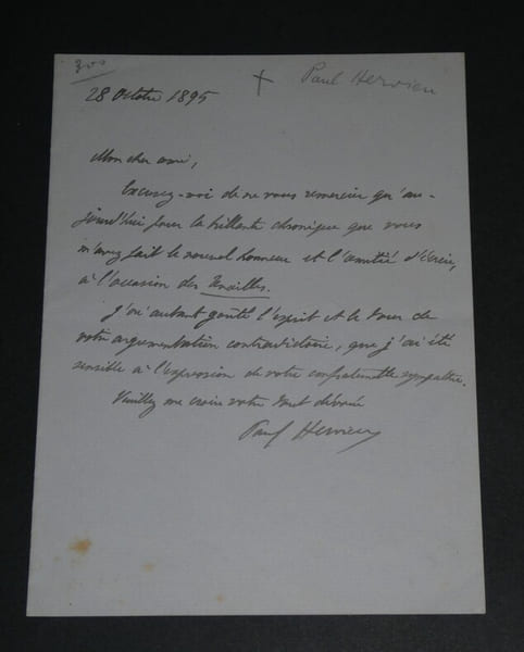 Paul HERVIEU Lettre autographe sign&eacute;e sur la pi&egrave;ce "Les Tenailles" 1 page 1895. Paul HERVIEU