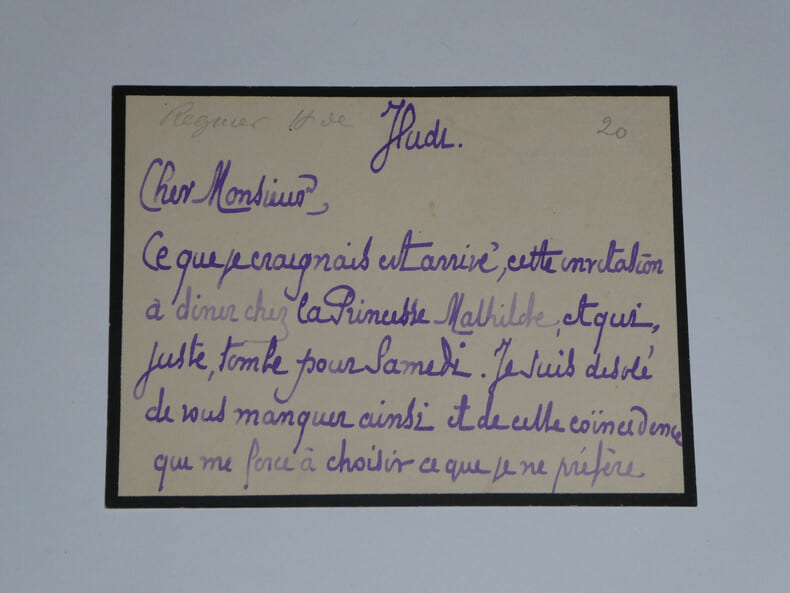 Henri de R&eacute;gnier - Carte lettre autographe sign&eacute;e "Chez la Princesse Mathilde". Henri de R&eacute;gnier