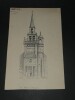 Dessin original sign&eacute; - Clocher de l'&eacute;glise de Plouezoc'h. Louis Henri Laffill&eacute;e