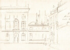 Dessin au crayon, mansarde quai Conti Bonaparte, par E. Phelipeau 1922. E. Phelipeau