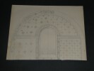 Dessin au crayon, fin XIX&egrave;me, Garret, d&eacute;corateurs, Vesoul , Esquisse Fronton. Garret