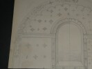 Dessin au crayon, fin XIX&egrave;me, Garret, d&eacute;corateurs, Vesoul , Esquisse Fronton. Garret