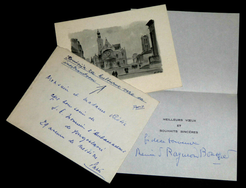 BOUSQUET Raymond - Carte de vœux autographe sign&eacute;e &agrave; Marko Ristic. Raymond Bousquet