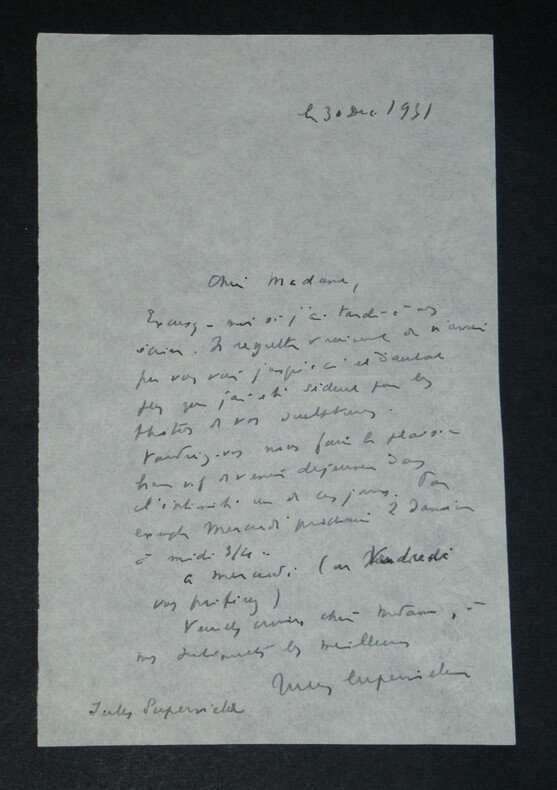 Jules SUPERVIELLE - LETTRE AUTOGRAPHE SIGN&Eacute;E, Invitation &agrave; d&eacute;jeuner, 1951. Jules SUPERVIELLE