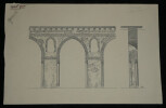 Vue des arcades de la mosqu&eacute;e de Touloun - Dessin original vers 1930. Louis Henri Laffill&eacute;e