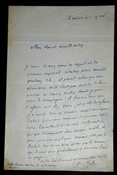 SCRIBE Eug&egrave;ne - LETTRE AUTOGRAPHE SIGN&Eacute;E &Agrave; Albert MILLAUD, Paris. Eug&egrave;ne Scribe