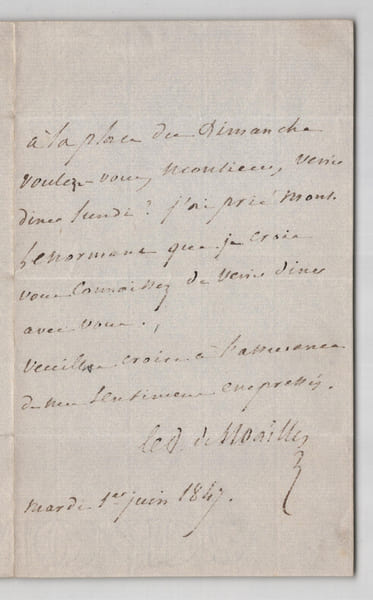 Duc Paul de Noailles - Lettre autographe sign&eacute;e &agrave; Mr Feuillet de Conches - 1847. Duc Paul de Noailles