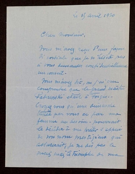 Gaston DUBOSC, Acteur - LETTRE AUTOGRAPHE SIGN&Eacute;E, 1930. Gaston DUBOSC