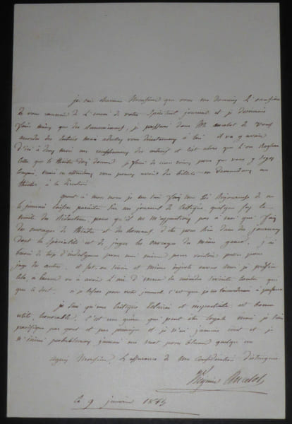 ANCELOT Virginie LETTRE AUTOGRAPHE SIGNEE DU 9 JANVIER 1845. Virginie Ancelot